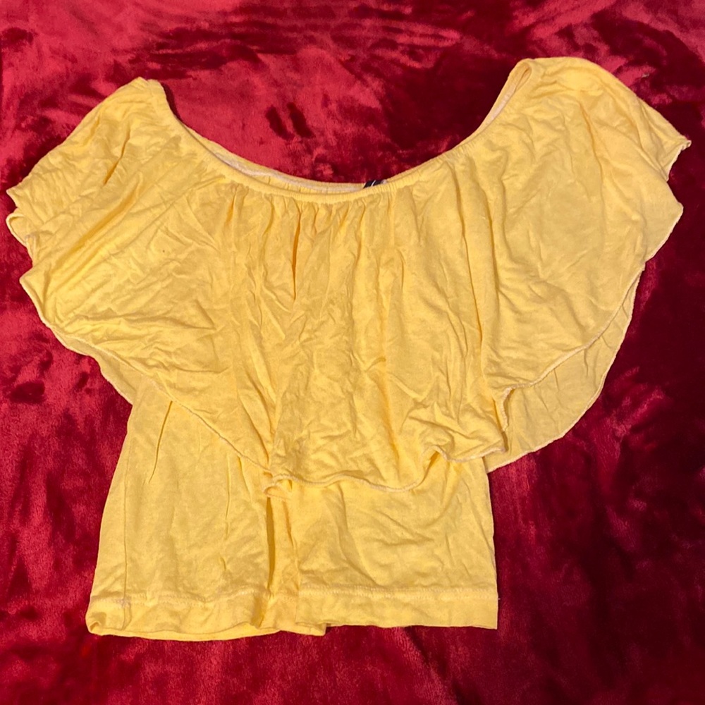 Yellow over the shoulder top